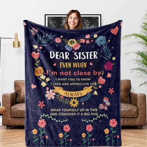 AISDE Sister Gifts Blanket, Sister Gifts from Sisters, Sisters Birthday Valentines Presents Throw Blanket 60'' x 50''