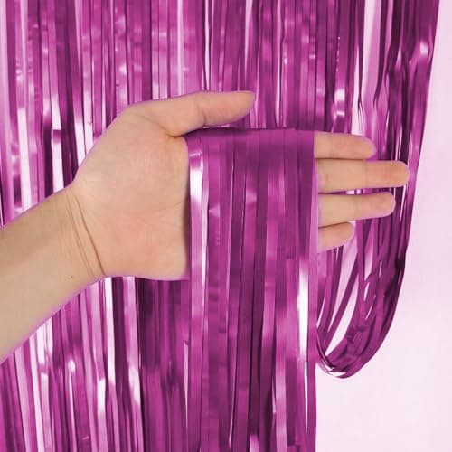 Party Propz Pink Foil Curtain for Birthday Decoration - 2 Pcs (3 ft x 6 ft) Pink Birthday Foil Curtains for Decoration | Foil Fringe Curtains | Pink Streamers for Decorations | Party Decoration Items