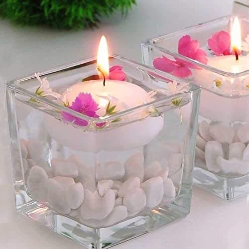 Mahganya Center Designer Glass Square Cube Glass Vase for Home Table Decor Clear Glass Vase (3 Inch, Clear)