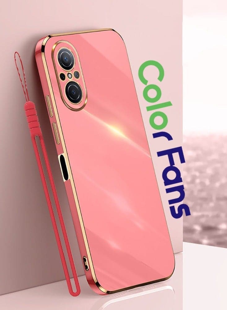 Mobile Phone Case for HUAWEI Nova 9 SE Electroplated Protective Case Gold-Red
