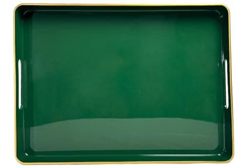 UOEKCS Large Green Tray, Elegant Plastic Coffee Table Tray for Ottoman, Home Decor, Living Room.16.7"*12"*1.6"