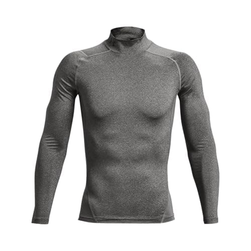 Under Armour Mens HeatGear Armour Mock Long Sleeve TShirt Carbon Heather 090Black Large