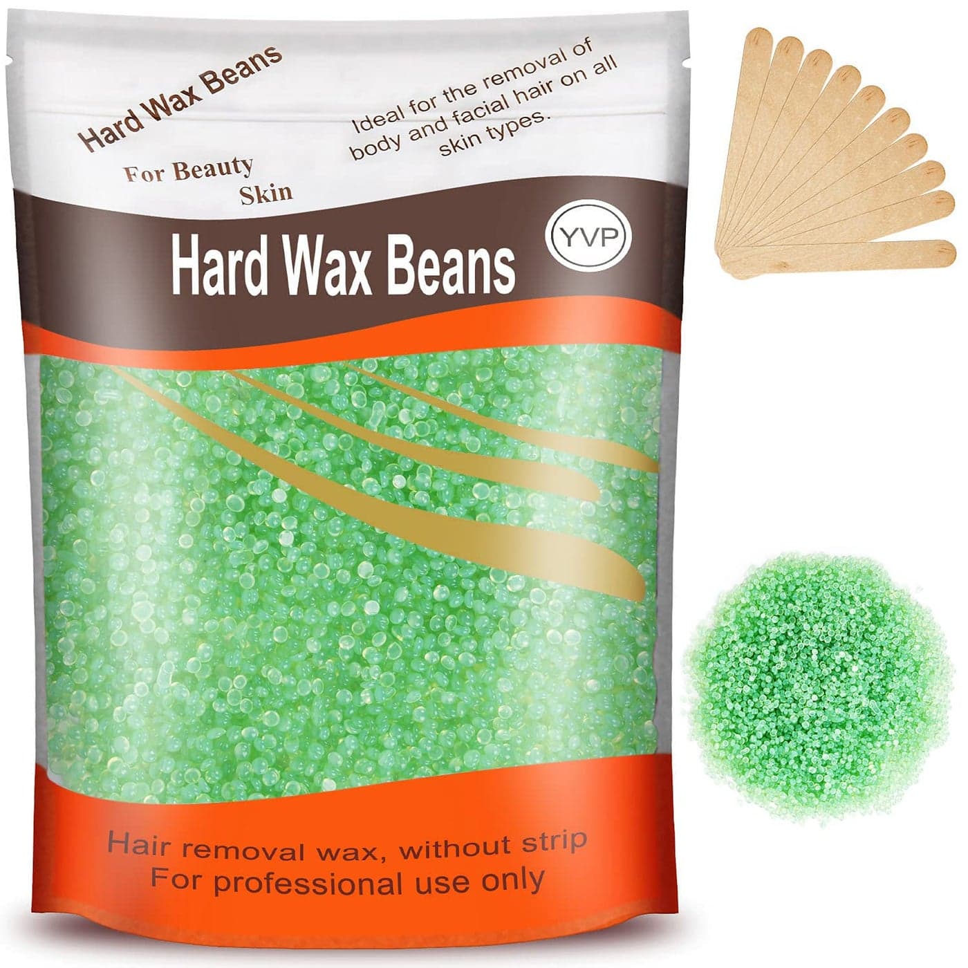 Hard Wax Beads for Brazilian Waxing At Home Pearl Wax for Bikini Face Eyebrow Legs 300g 10 Oz with 10 Wax Spatulas Light GreenAloe