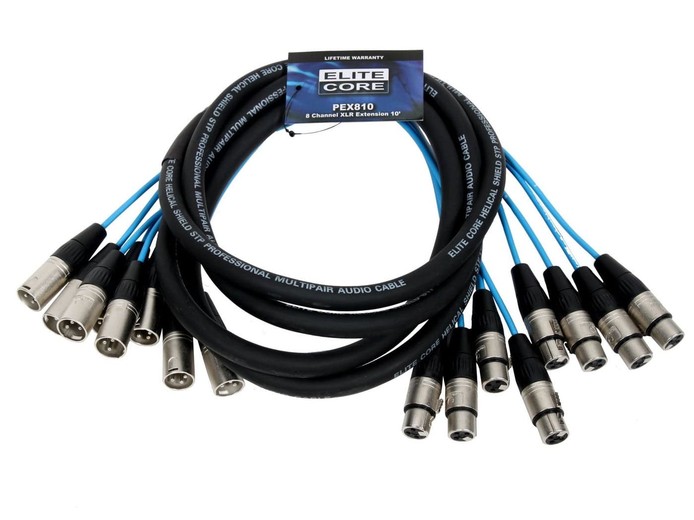 Elite Core PEX810 8 Channel Fan to Fan XLR Extension Snake 10 ft