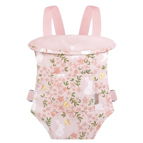 GAGAKU Doll Carrier Baby Doll Accessories Babydoll Swing 22 Inche Doll Carrier Baby Doll with Carrier Backpack for Toddlers Pink Rabbit Garden
