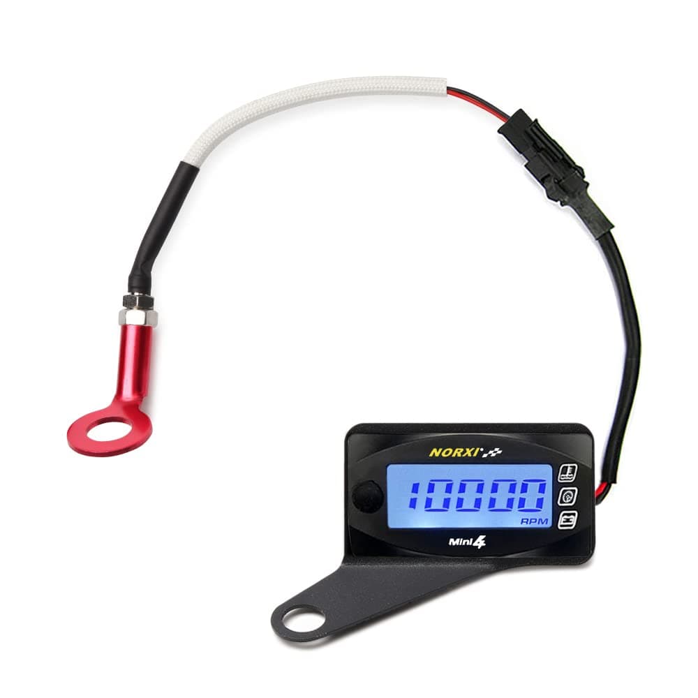 Motorcycle 4in1 Multifunction Gauge Mini 4 Meter RPM TachometerCylinder Head TempVoltmeterClock 4in1 MultiFunctional Gauge Digital Multimeter Engine Temperature Meter 10mm Left