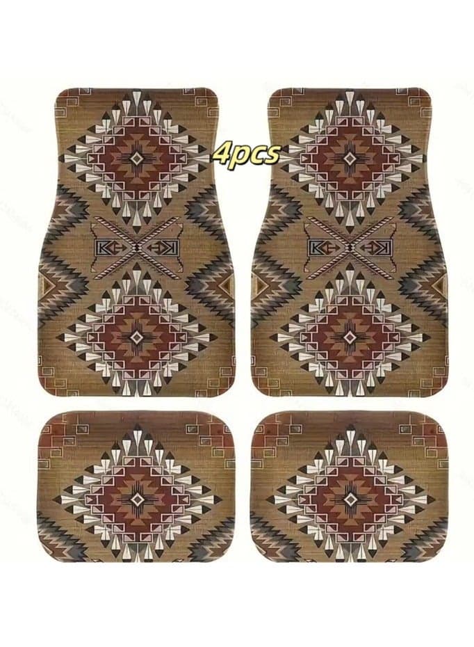 Antique Oriental Turkish Design Car Floor Mat Set for Car - 4 Pieces Front and Back