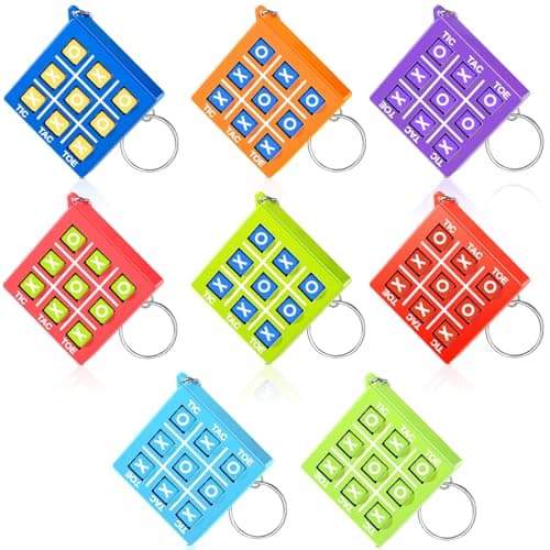 Hicarer 16 Pcs Tic Tac Toe Game Valentines Party Favor Goodie Bag Stocking Stuffer Kids 812 Tic Tac Toe Keychain Prize Puzzle Game Valentines Birthday Party Gift for Boy Girl Bright Color