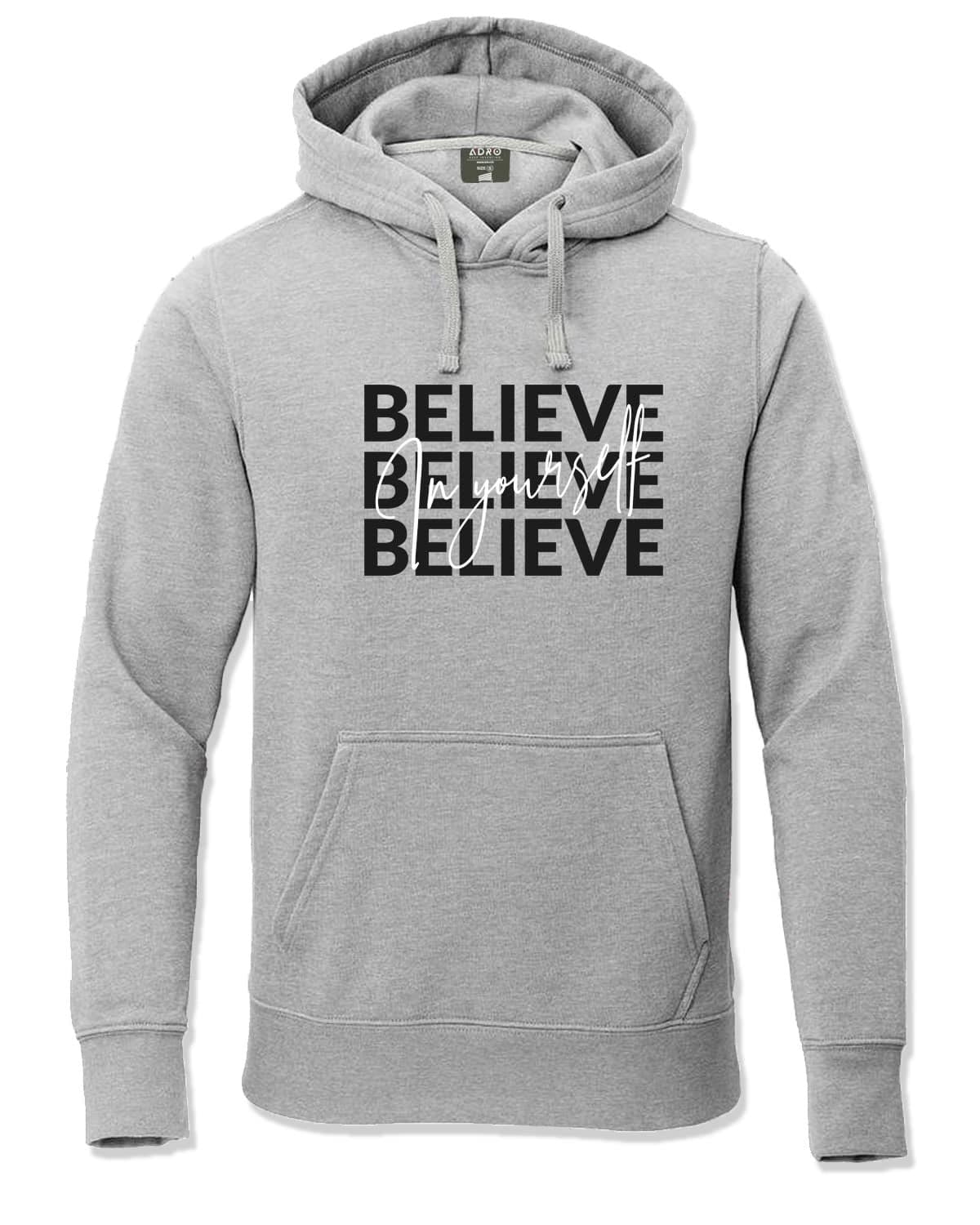 ADRO Believe in Your Self Printed Hoodie/Sweatshirt for Men (H22-M-INV-GR_Grey_M)