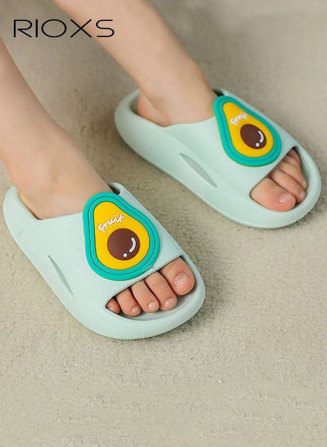 Kids Slippers, Cute Cartoon Slide Slipper for Toddler Boys Girls, Comfy Soft Sole Slip-on Slippers, Quick Dry Bath Slides, Non-slip Shower Slippers, Kids Unisex Slippers for Bathroom Summer Pool, Indoor Outdoor Beach Open-toes Shoes, Green Slippers