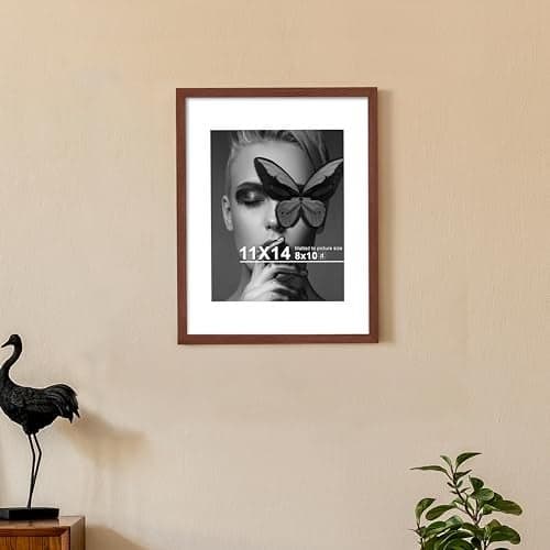 Art Street Synthetic Document Large Size Wall Photo Frame, Big Frames For Wall Artwork, Certificates, Picture & Photographs Home Decor(11x14 Inch, Matted To: 8x10 Inch, Brown)