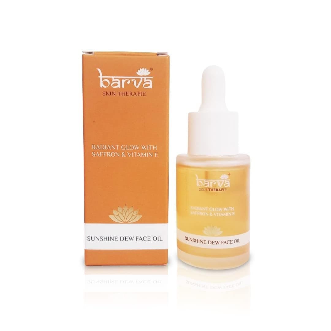 Barva Sunshine Dew Face Oil For Radiant Youthful Glowing Skin Contains Saffron Vitamin E Turmeric Liquorice Ghee blend30ml
