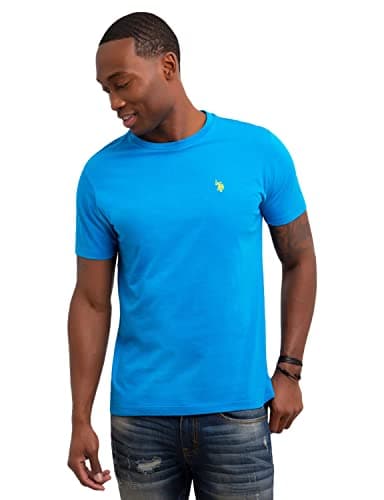 U.S. Polo Assn. Men's Crew Neck Small Pony T-Shirt, Teal Blue, XL