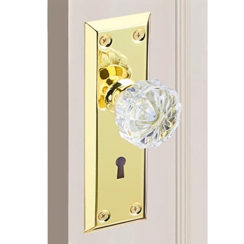 MaxxGeek Door Knob Interior Antique Door Knob VAntique Bifold Door Knobs Replacement Fits 138 134 Interior Doors GoldPolished Brass Glass Ball HandleWithout Keys and Locks