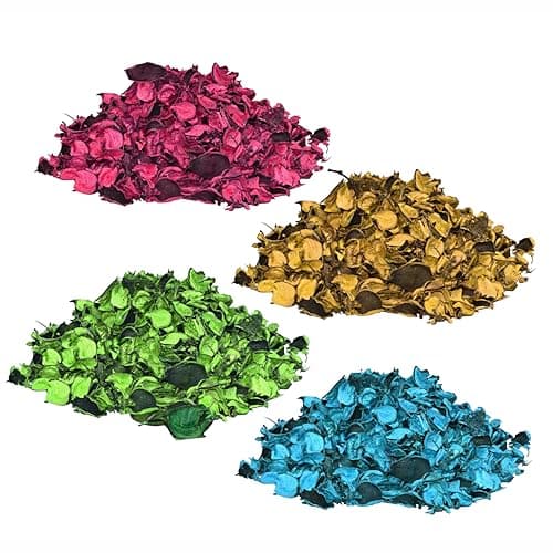 Pure Source india Unscented Dried Flowers Leaves Potpourri for Home Decoration Room Office Bathroom Vase Fillers 4 Colors 50 Grams Each (200GM - Multicolor)