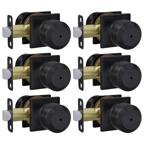 Haidms 6 Pack Black Door Knobs Interior, Privacy Interior Door Knob for Bedroom or Bathroom, Matte Black Door Knobs
