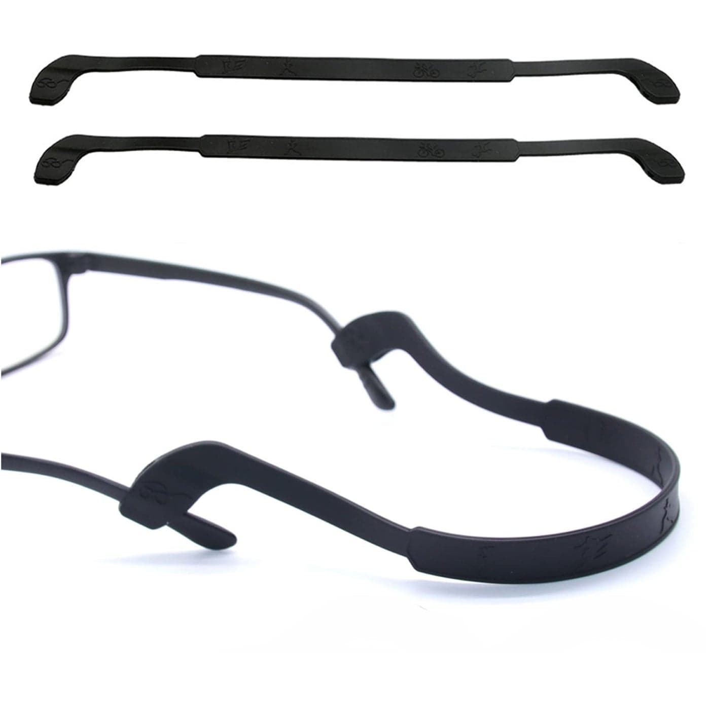 SAIGO Glasses Strap AntiSlip Silicone Eyeglass Strap Eyewear Retainers Sports Elastic Soft Sunglass Cord Holder for Men Women 2PCS Black 25cm