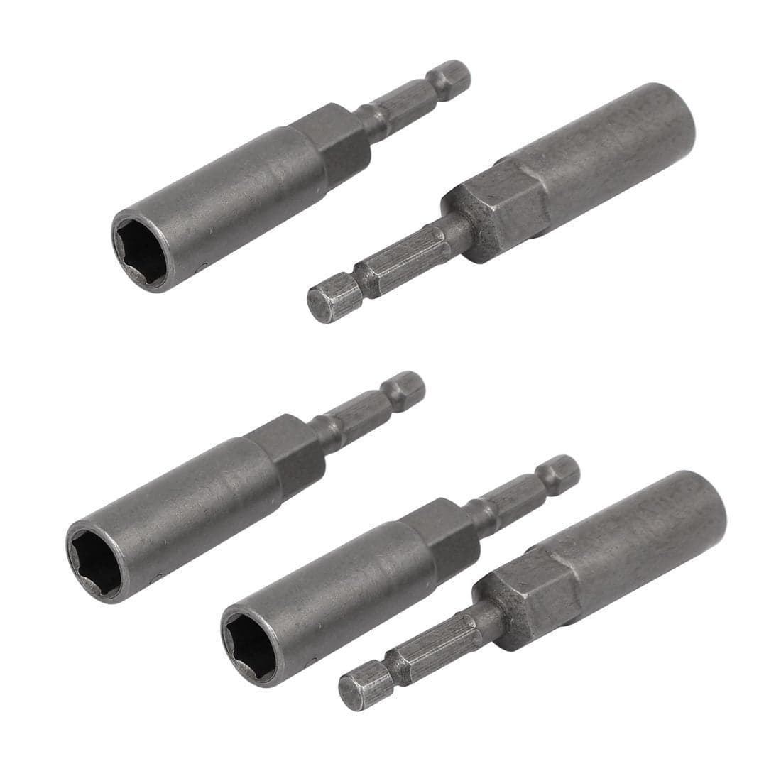 uxcell 81mm Length 14 Hex Shank 10mm Hexagonal Deep Socket Nut Driver Bit Gray 5pcs