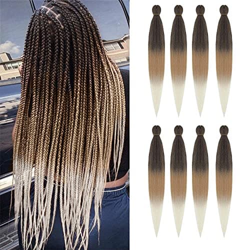 AQINBEL Braiding Hair 26 Inches -8 Bundles Ombre Crochet Twist Hair for Braids Yaki texture Braiding Hair Pre Stretched (1B/27/613#)