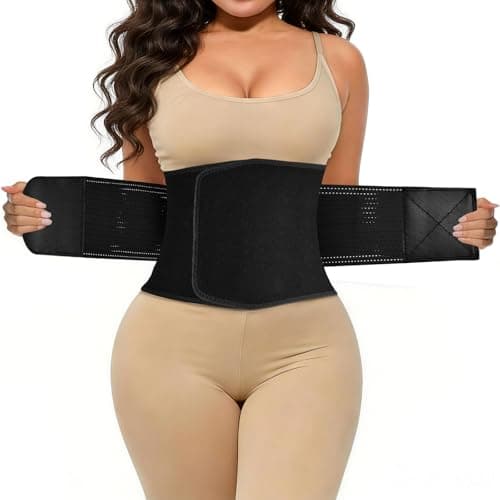 LKV Waist Trainer for Women, Waist Sweat Band, Slimming Waist Trimmer, Stomach Wrap, Body Shaper for Women Black