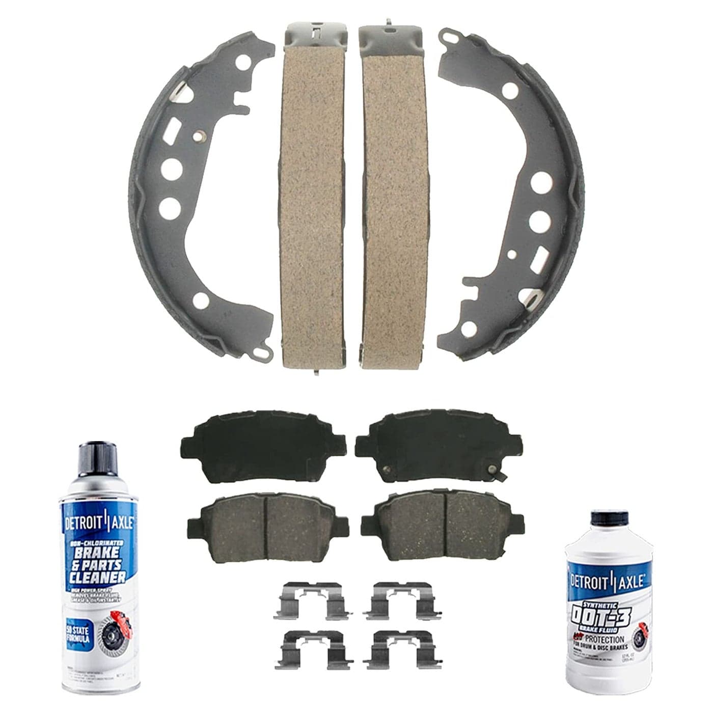 Detroit Axle Brake Kit for 20012008 Toyota Prius 2000 GT Celica 20042006 Scion xB xA 2 Ceramic Brake Pads 2 Rear Semimetallic Brake Shoes Replacement