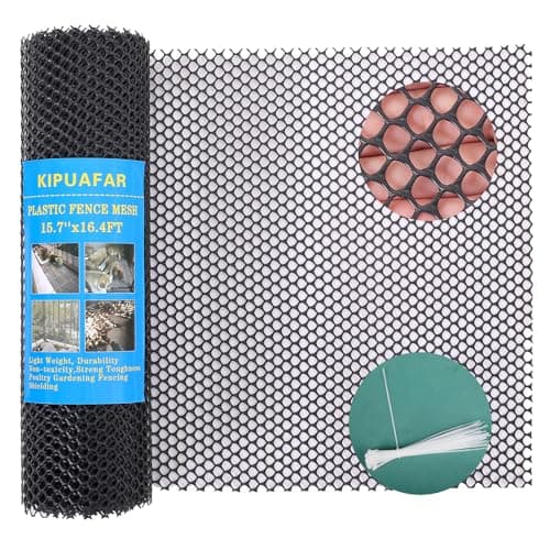 Pet Proof Barrier Net, Black Plastic Chicken Wire Mesh Fencing 15.7IN x 16.4FT, Balcony Cat Safety Net & Garden Snake Barrier, Heavy Duty Protection for Chicken Coops, Rabbit Hutches, Dog Kennels