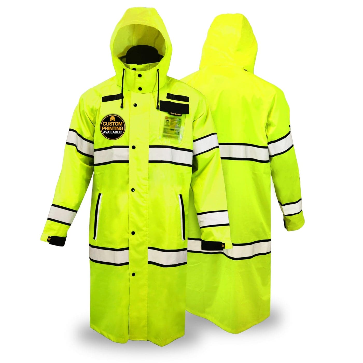 KwikSafety Charlotte NC TORRENT TRENCH High Visibility Rain Gear Class 3 ANSI OSHA Reflective Weather Proof HiVis Safety JacketYellow 2XL