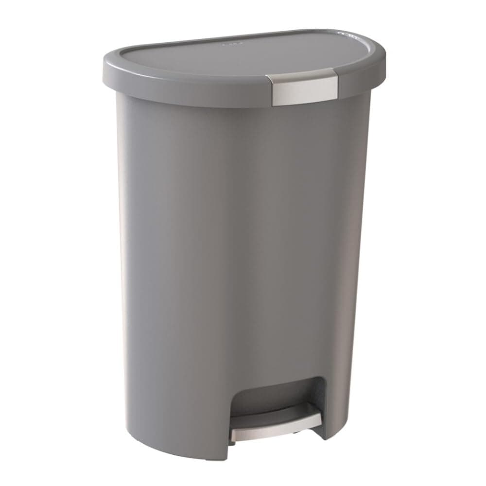 Curver Infinity 455 Liter 13 Gallon Plastic Kitchen Trash Can with Foot Pedal and Locking Lid Perfect for Household Use Indoor for Garbage Disposal or Recycling Grey