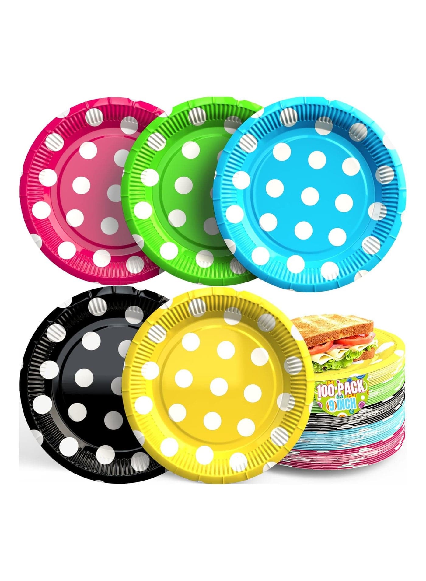 100PCS Disposable Paper Plates(7 inch), Colored Party Plates Wedding Tableware Bulk Plate Packs Dessert Set Appetizer Dishware Festive for Cake Salad