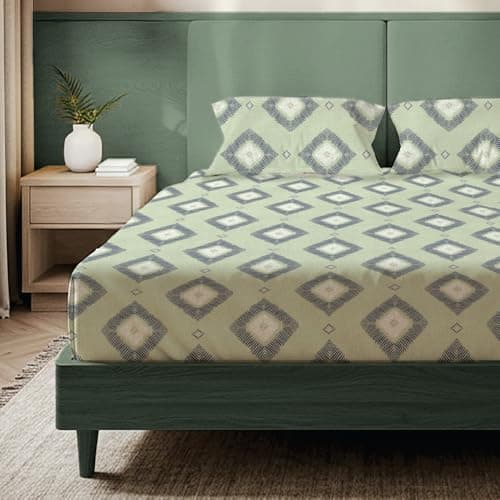 Urban Space Printed Bedsheet for King Size Bed, Cotton Feel Microfiber Bed Sheet King Size with 2 Pillow Cover, Soft-Breathable Wrinkel Free Bedsheet (90 x 108 Inches - Starlight)