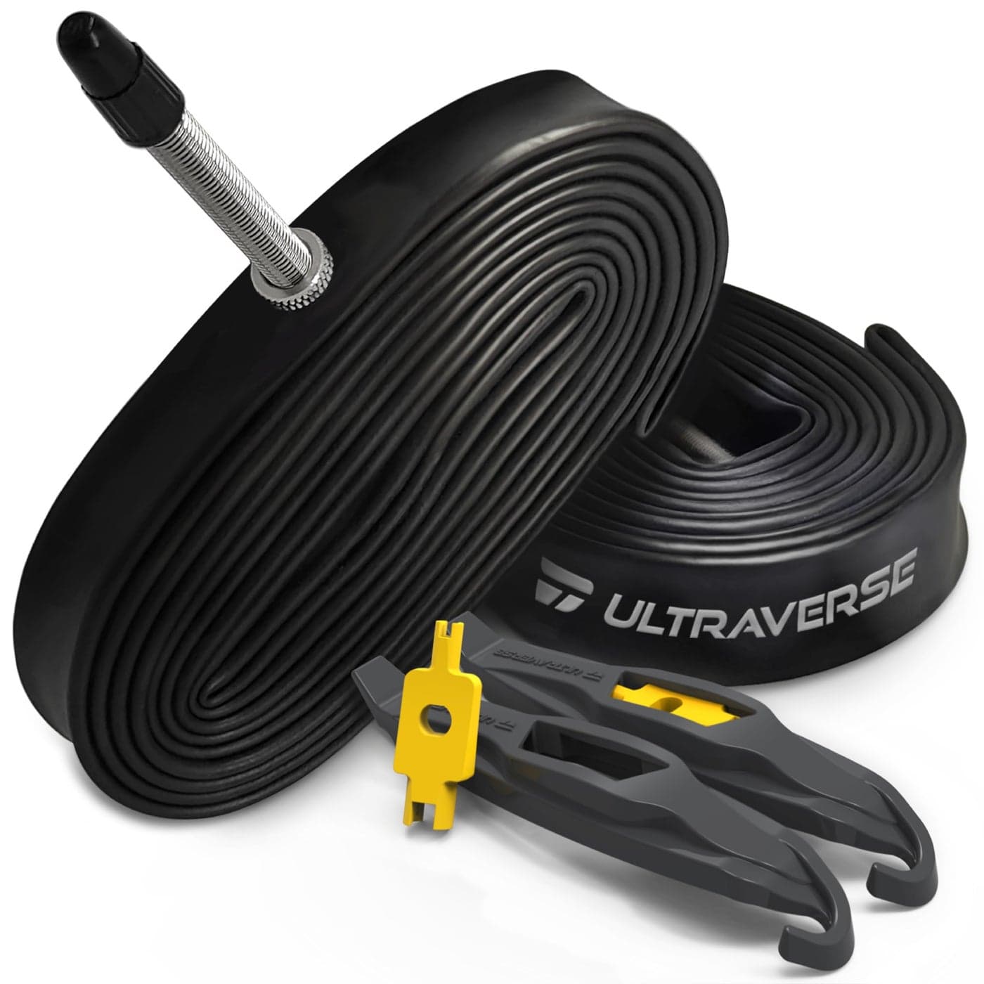 Ultraverse Bike Inner Tube for 700x35-43c, 28 inch Bicycle Wheel Sizes with 48mm Presta Valve - Butyl Rubber Tubes for Road and Gravel Bikes - 2 Pack with 2 tire levers Included