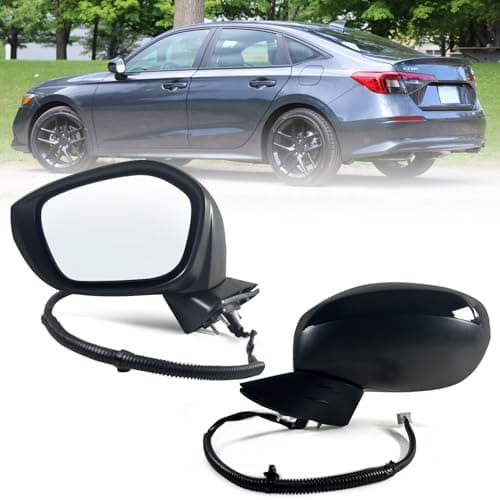Lqito Left Driver side Mirror Fits 2022 2023 2024 2025 2026 HONDA CIVIC Sedan/Hatchback With Power Glass, Manual Folding, Match to Crystal Black Pearl Replace HO1320350 (3 Pins)