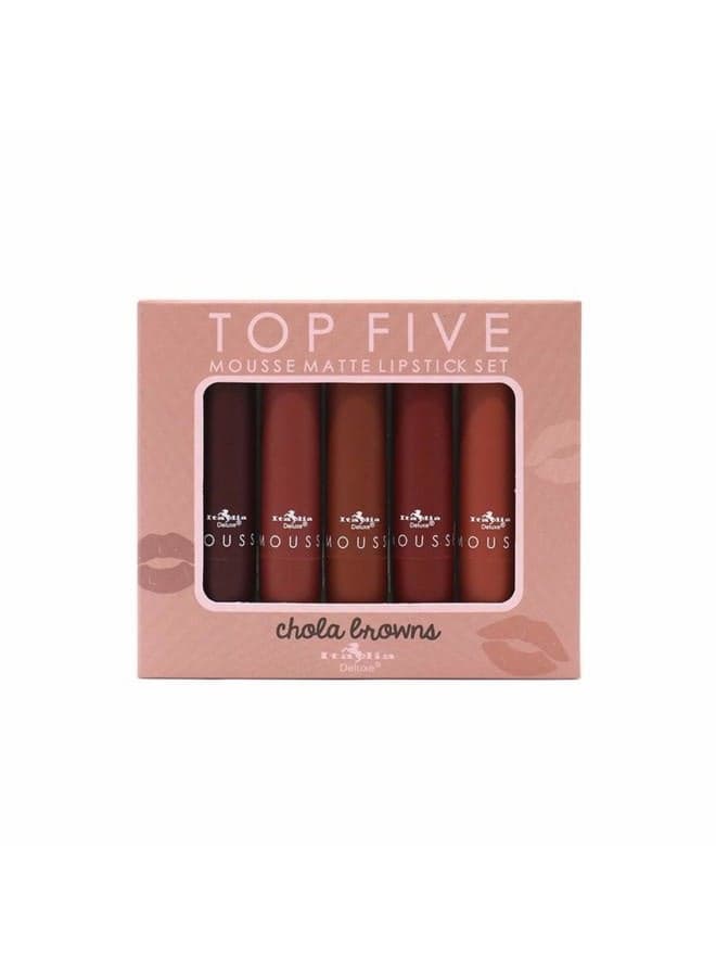 Top Five Mousse Matte Lipstick Set Chola Browns