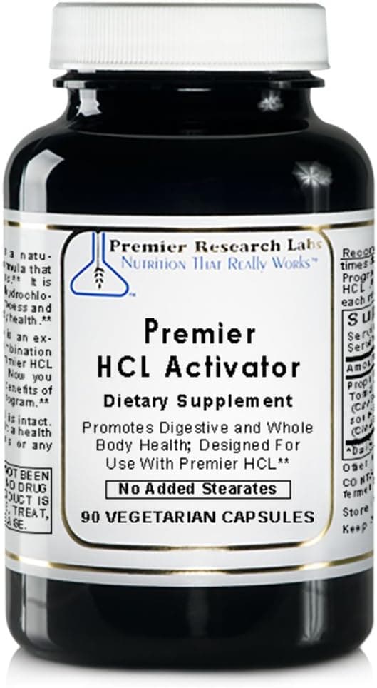 Premier HCL Activator 90 Capsules Vegan Product Digestive and Whole Body Health Support with Pepsin Vegetarian Source Designed for Use with Premier HCL