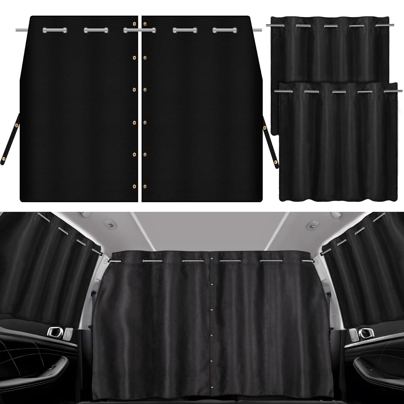 XCBYT Car Window Shades Set of 3 Privacy Sun Shades with 1 Divider Curtain 2 Side Window Shades 99 Light Block for Van SUV Pickup Truck Travel Nap Camping