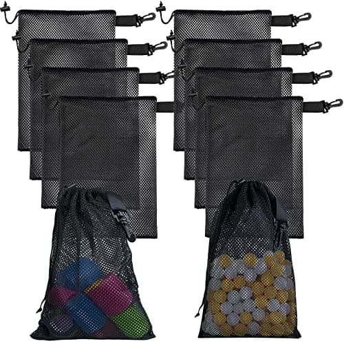 Riuog 10 PCS With Clips Mesh Drawstring Bags, Portable Nylon Storage Bags for toy,Sports Storage,Outdoor activities etc. (7.9x11.8in)