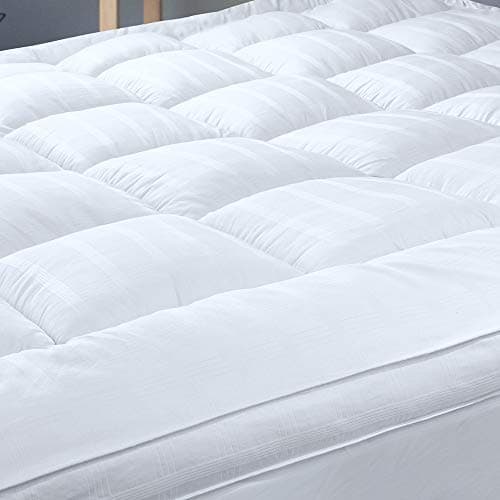 Extra Thick Pillow Top 3 Inch Mattress Topper Queen Size for Firm Mattress, Cooling Fluffy Cotton Hotel Mattress Bed Topper for Cloud Like Sleep & Back Pain, Plush Soft Pad, Fit to 6"-22" Mattress
