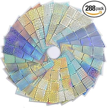 MwooT 288 Pieces Nail Vinyls Nail Stencils Sticker Sheets Set for Nail Art Design Tip Decals 24 Sheets with 96 Designs