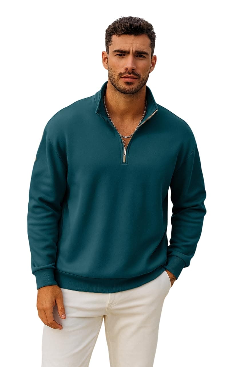TAGAS Fleece Men's Regular Fit Half-Zip Sweatshirt || Sweatshirt for Mens || MSS-6-BLUE-S