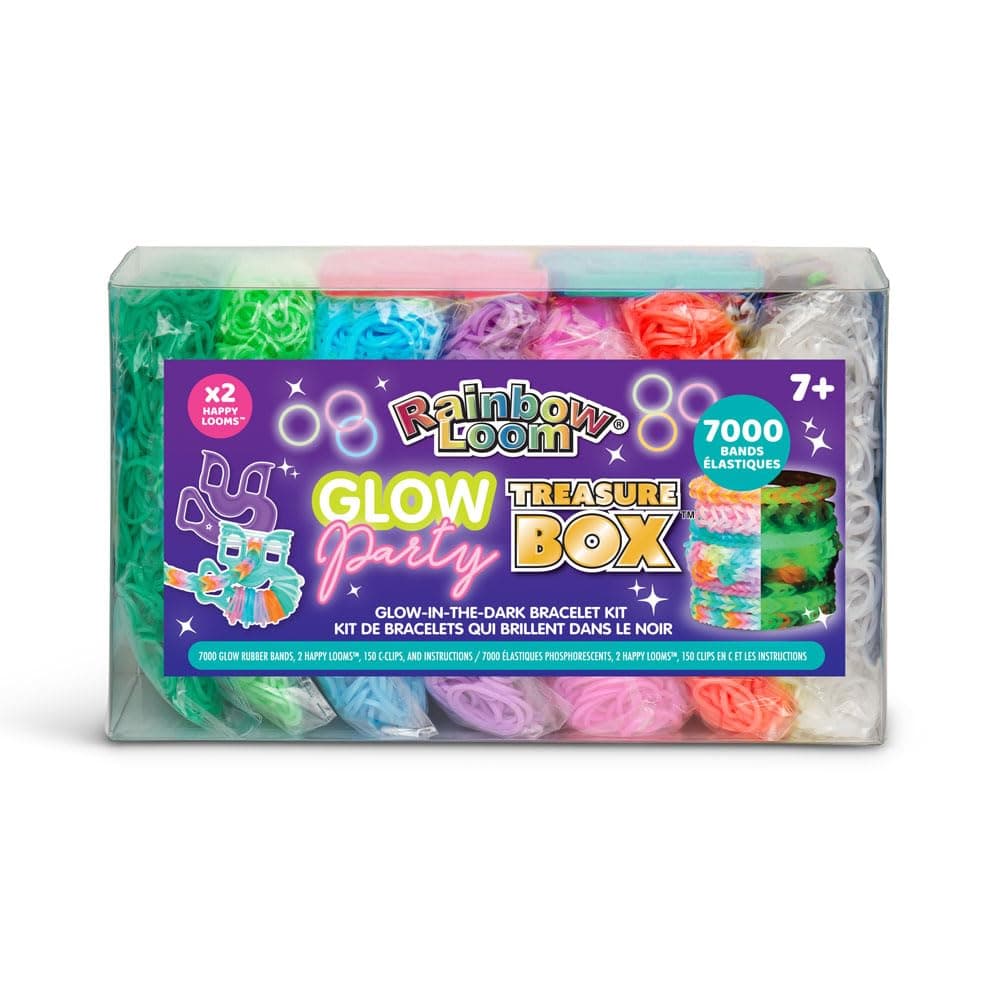 Rainbow Loom Treasure Box Glow in The Dark Edition 7000 Glow Rubber Bands 2 Happy Looms and to Create Beautiful Rubber Band Bracelets Kids Crafting Activity Ages 7