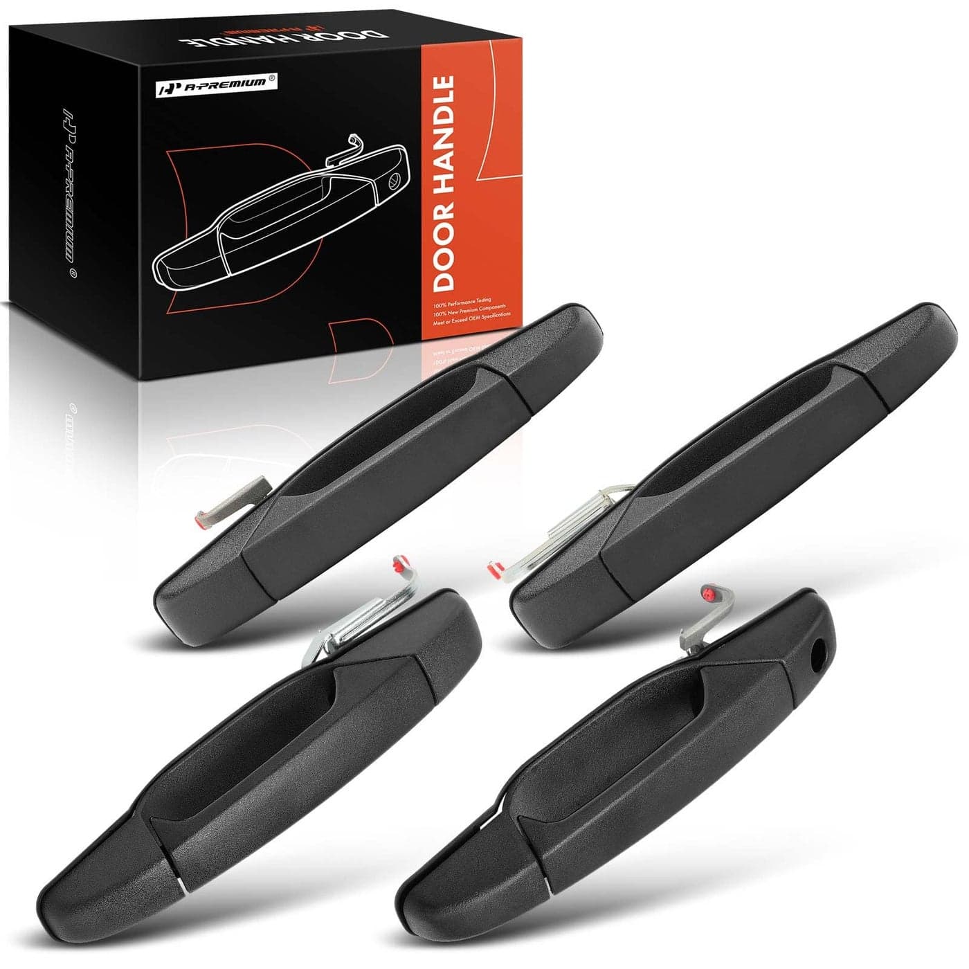 APremium 4PC Set Exterior Door Handles Front Rear Driver Passenger Compatible with 2007 2008 2009 2010 2011 2012 2013 2014 Chevy Silverado 1500 Tahoe Suburban Avalanche GMC Sierra Yukon Black