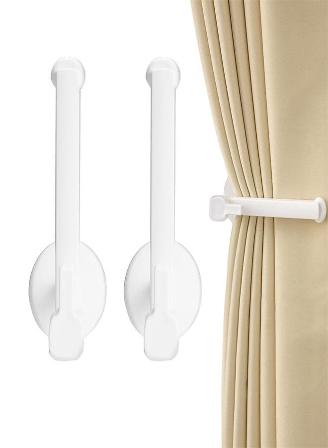 2 Pack Curtain Holdbacks Wall Mounted, Self Adhesive L Shaped Curtain Holder, Drapery Hooks Tiebacks for Home Office Decorative, Towels Hair Band Holder Nordic Style