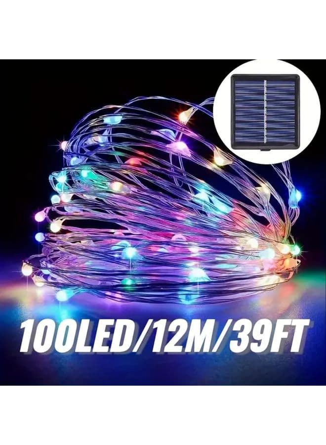 Colorful 100LEDs Solar String Lights 8 Modes Waterproof Outdoor Decor