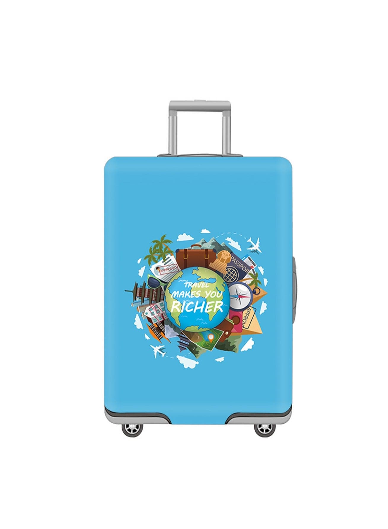 M Thickened Luggage Cover, World Tour Blue Premium Travel Luggage Cover For Wheeled Luggage, Waterproof, Dustproof And Scratch-Resistant Luggage Cover