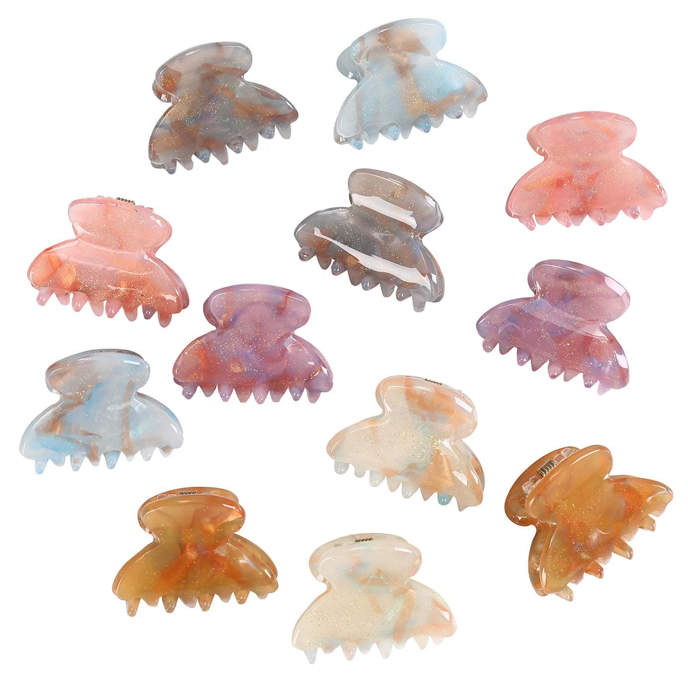 Claw Jaw Clips 12PCS Small for Thin Hair Styling Accessories Classic Clamp for Women Girls Sequins