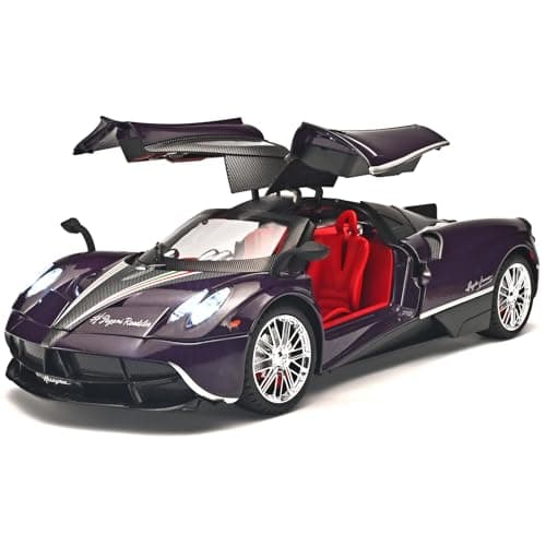 RZAPE Car Toys for Boys 1 18 Scale Diecast Cars Compatible for Pagani Huayra Dinastia Model Car Kits CollectionMetal Pull Back Cars with Light and SoundToy Cars for Boys Age 47Purple