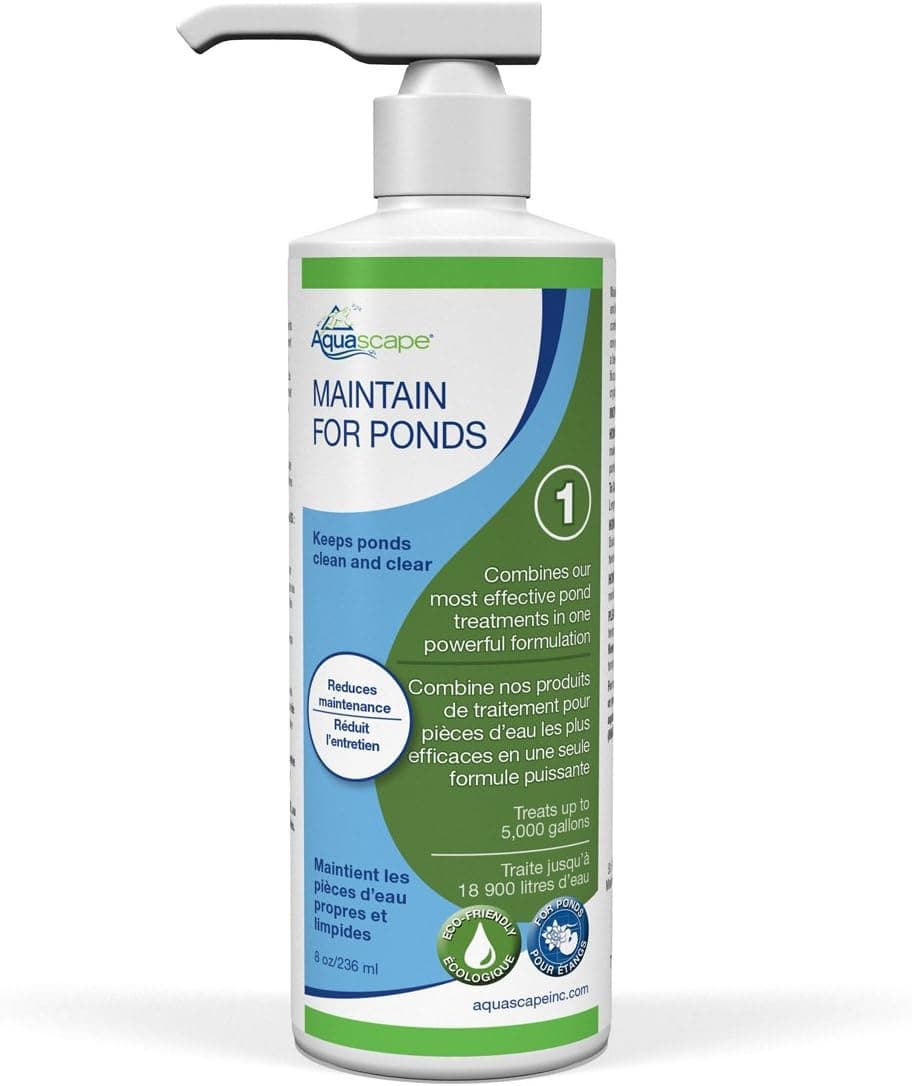 Aquascape MAINTAIN Water Treatment for Koi and Fish Ponds Easy To Use Powerful Blend of Beneficial Bacteria Phosphate Binder Flocculent and Detoxifier 8 ounce 236ml 96057