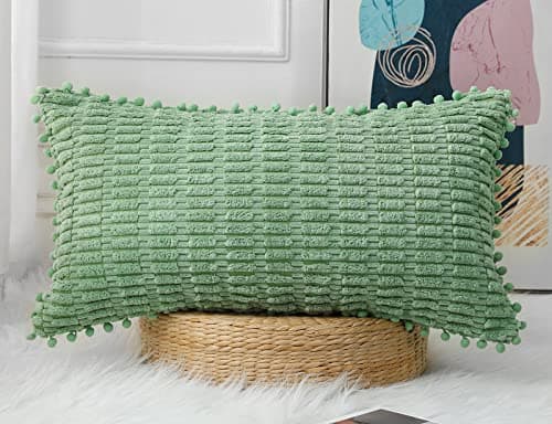 PANOD Decorative Long Lumbar Pillow Cover 12x24 Boho,Super Soft and Plush Modern Long Rectangle Pillow Cover Pillow Case Cushion Case for Bed Sofa Couch Farmhouse Livingroom,Sage Green