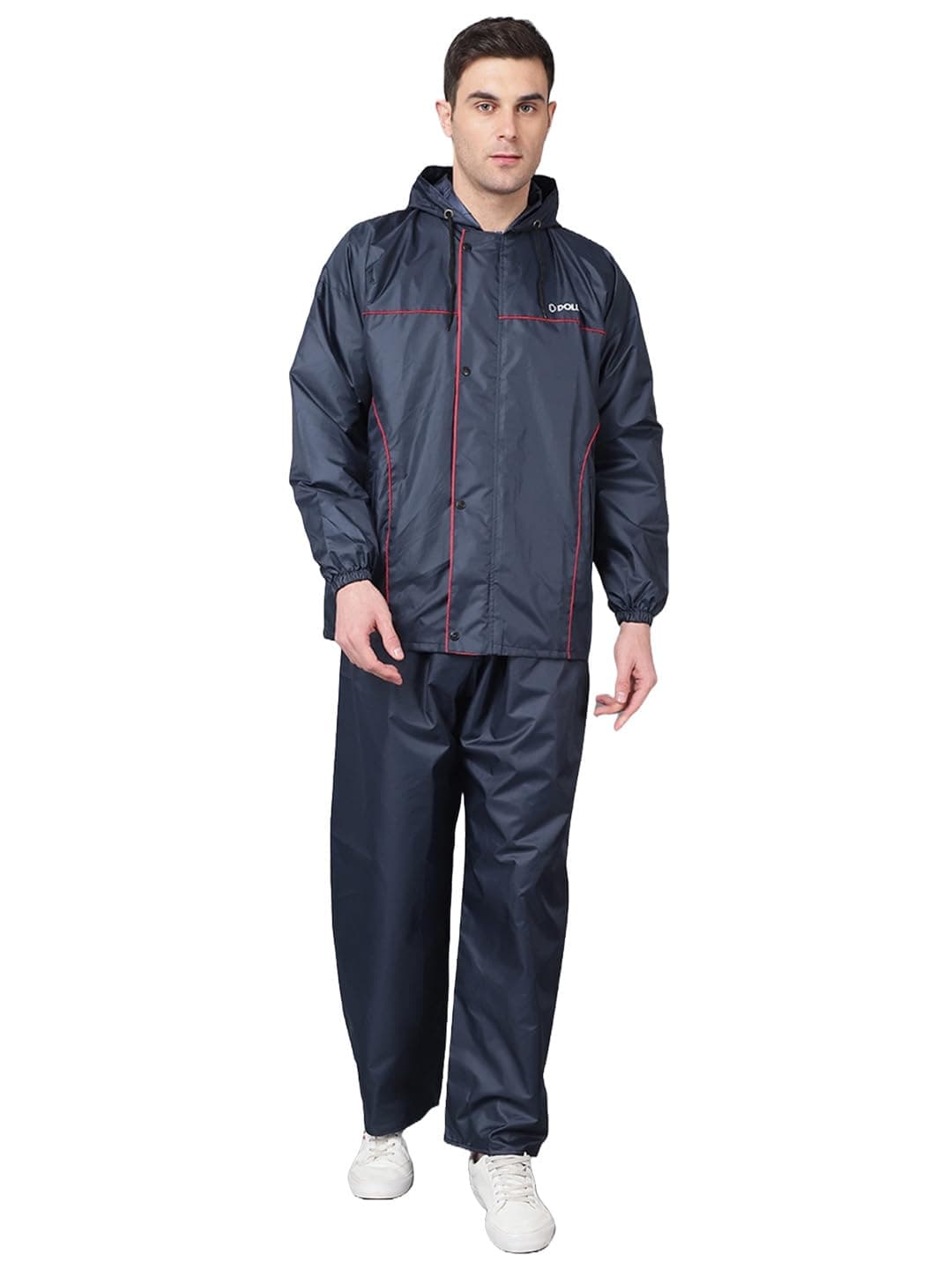 Dollar Rainguard Men's PVC Full Sleeve Solid Reversible Sporty Raincoat Set With Adjustable Hood and Pocket (8909141059613_MDPR-115-D-NVY-PO1-S24_XL)