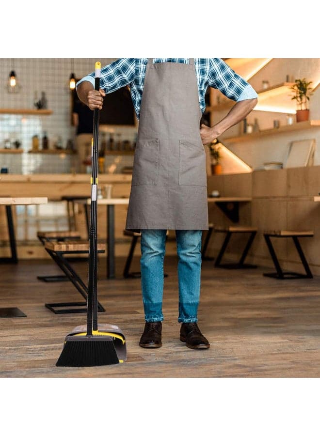 TreeLen Broom with Dustpan Combo Set,Stand up Dust Pans with Long Handle 40"/52" Broom and Dustpan Set for Home Kitchen Shop Indoor Commercial Heady Duty Upright Lobby Dustpan